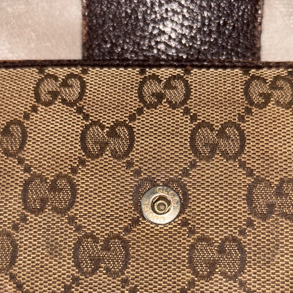 gucci brown monogram fold wallet with sherry line - Picture 5 of 14